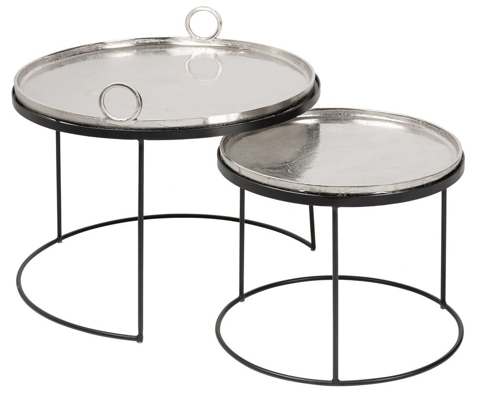 Moebel Living Set dvou stříbrných kovových konferenčních stolků Santino 62/46 cm - Designovynabytek.cz