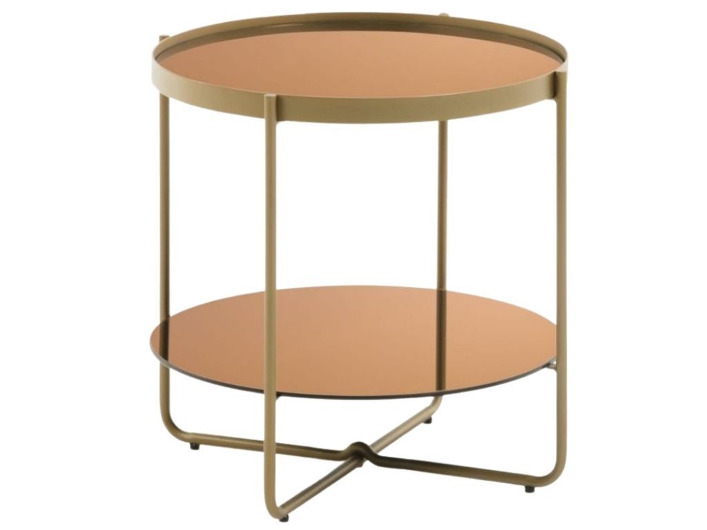 Zlatý kulatý skleněný konferenční stolek LaForma Aroa Ø 53 cm - Designovynabytek.cz