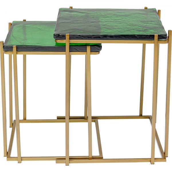 Odkládací stolek Lagoon - zlato-zelený, set 2 ks - KARE