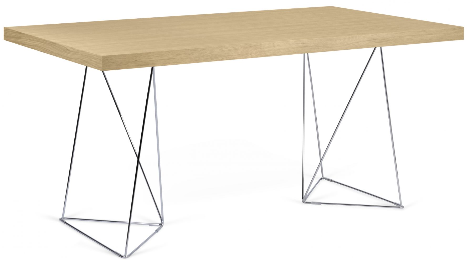 Dubový pracovní stůl TEMAHOME Multi 160 x 90 cm s chromovou podnoží - Designovynabytek.cz