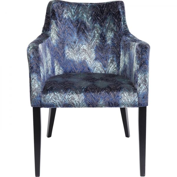 Modrá čalouněná židle s područkami Black Mode Fancy - KARE