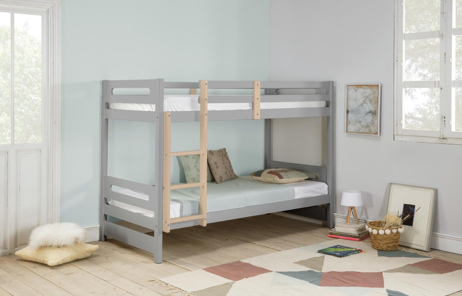 Aldo Dětská patrová postel ve skandinávském designu Sami light grey - Nábytek ALDO