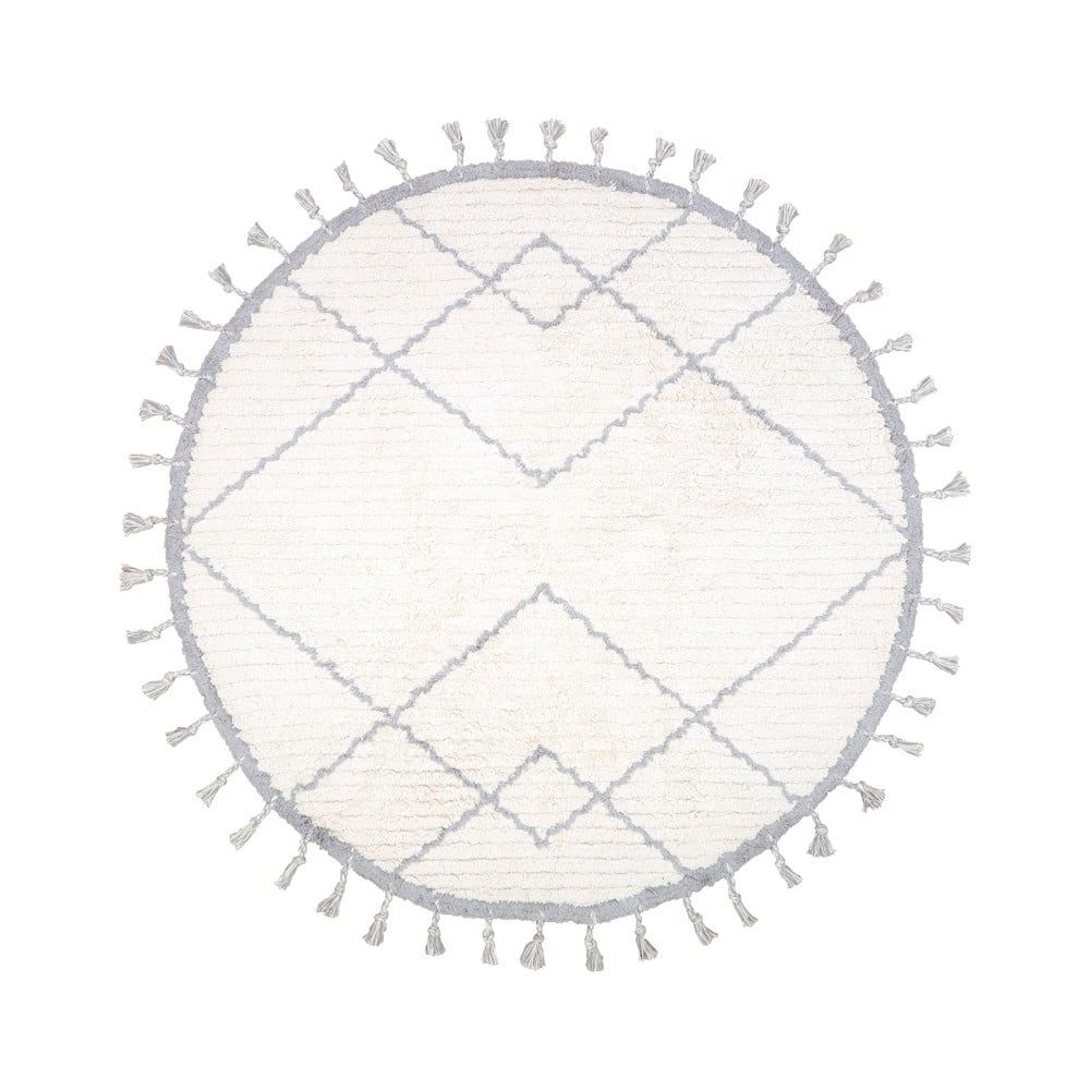 Bílo-šedý bavlněný ručně vyrobený koberec Nattiot Come, ø 120 cm - Bonami.cz