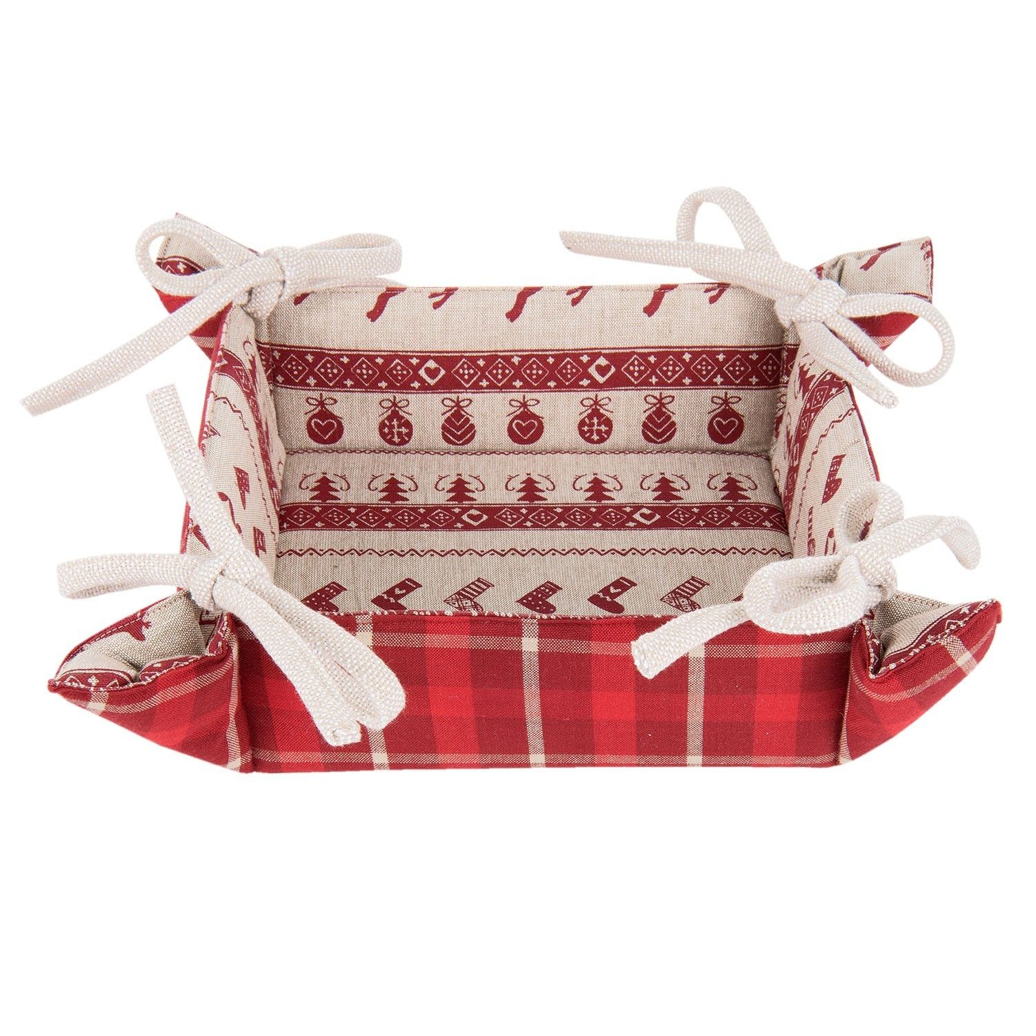 Textilní košíček na pečivo Nordic Christmas - 35*35*8 cm Clayre & Eef - LaHome - vintage dekorace