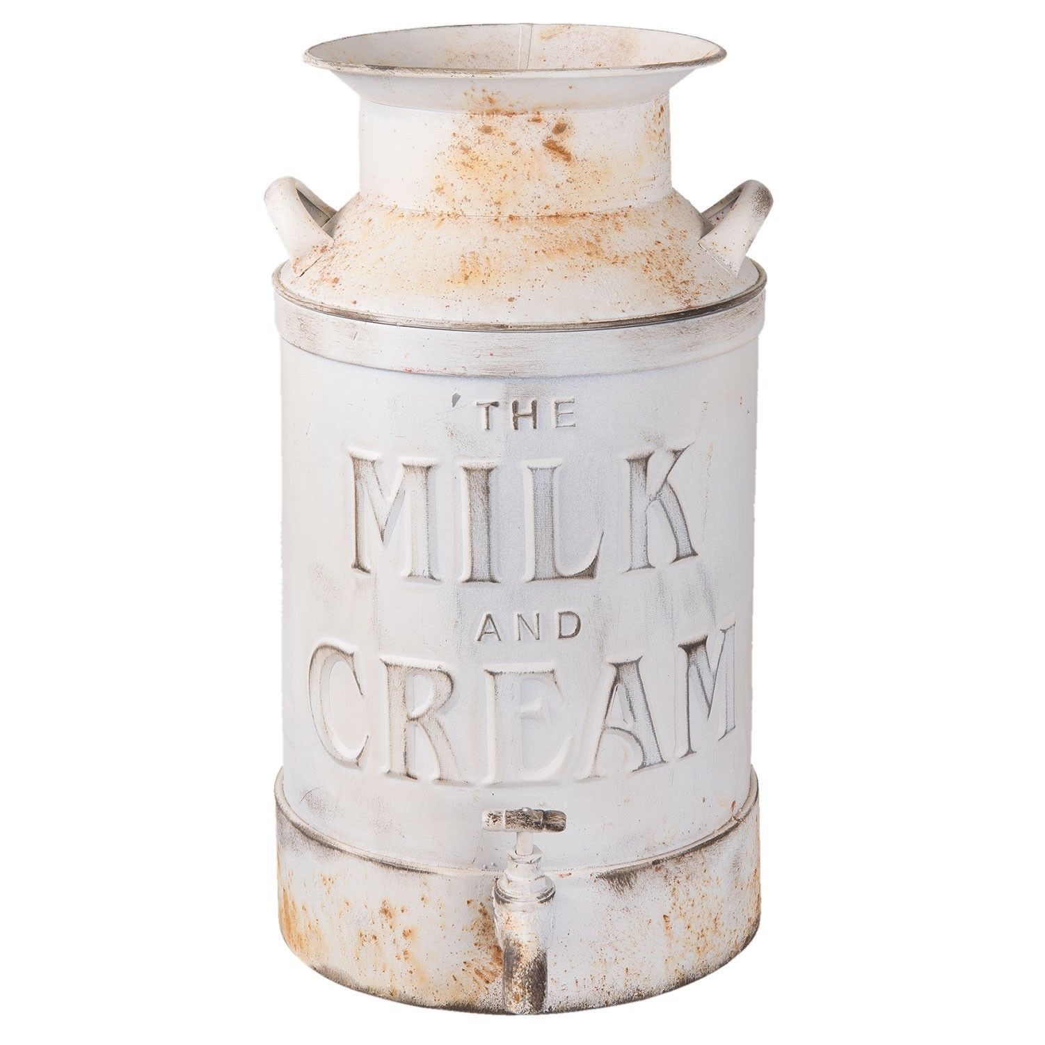 Bílá dekorační retro konev na mléko s kohoutem - 21*27*38 cm / 8L Clayre & Eef - LaHome - vintage dekorace
