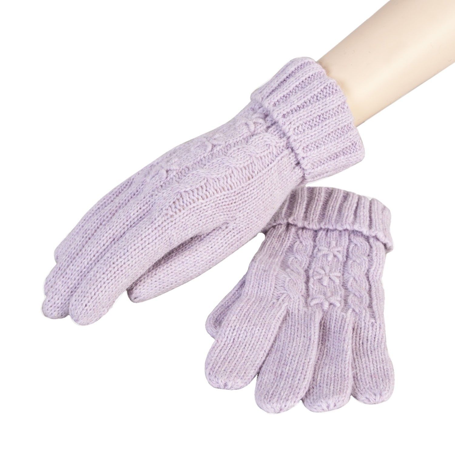 Pletené rukavice lila - 8*23 cm  Clayre & Eef - LaHome - vintage dekorace