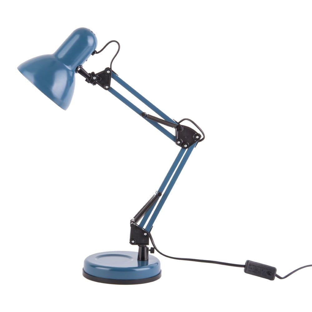 Modrá stolní lampa s černými detaily Leitmotiv Hobby, ø 12,5 cm - Bonami.cz