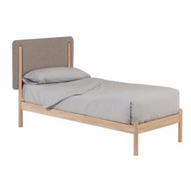 Kave Home Přírodní dřevěná postel s látkovým čelem LaForma Shayndel 90 x 190 cm