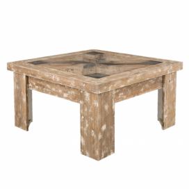Dřevěný konferenční stolek Jacques s patinou - 90*90*50 cm Clayre & Eef