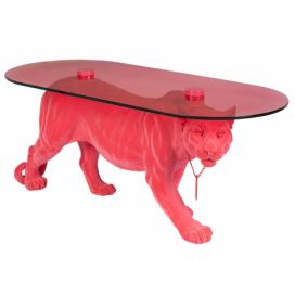 Růžový skleněný konferenční stolek Bold Monkey Dope As Hell 90 x 40 cm
