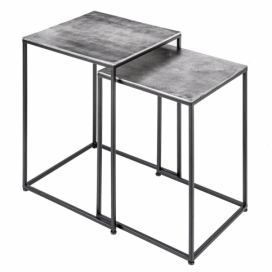 Moebel Living Set dvou stříbrných konferenčních stolků Nimue 40/35 x 40/35 cm