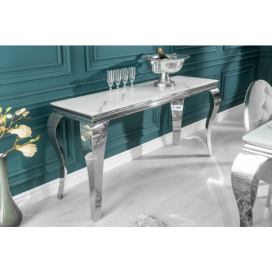 LuxD Designový konzolový stůl Rococo 145 cm stříbrný - mramor