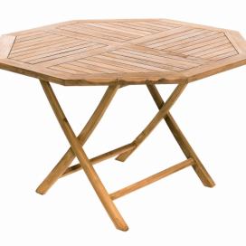 DEOKORK Zahradní skládací stůl osmiúhelník HAGEN ⌀ 120 cm (teak)