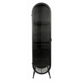 Černá kovová vitrína DUTCHBONE Oval 181 x 46 cm