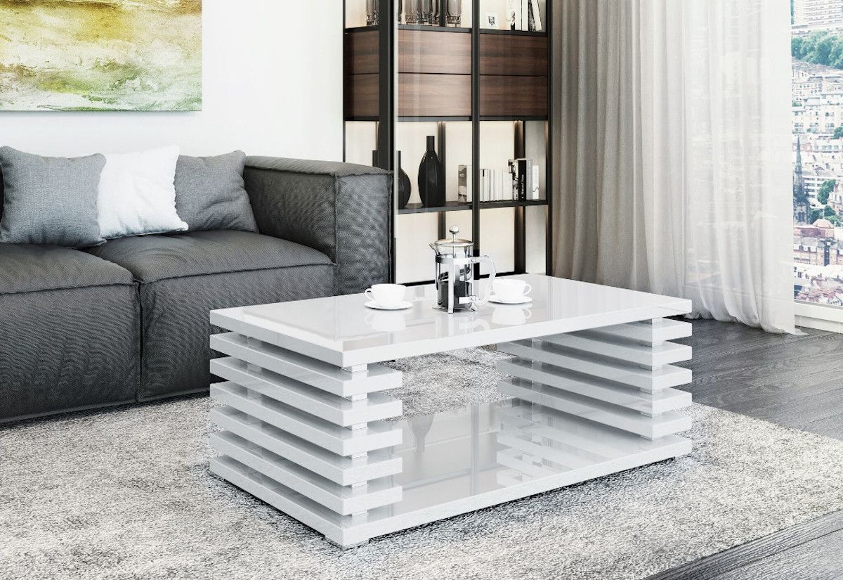 Konferenční stolek DOURO, 120x44x60, bílý lesk - Expedo s.r.o.
