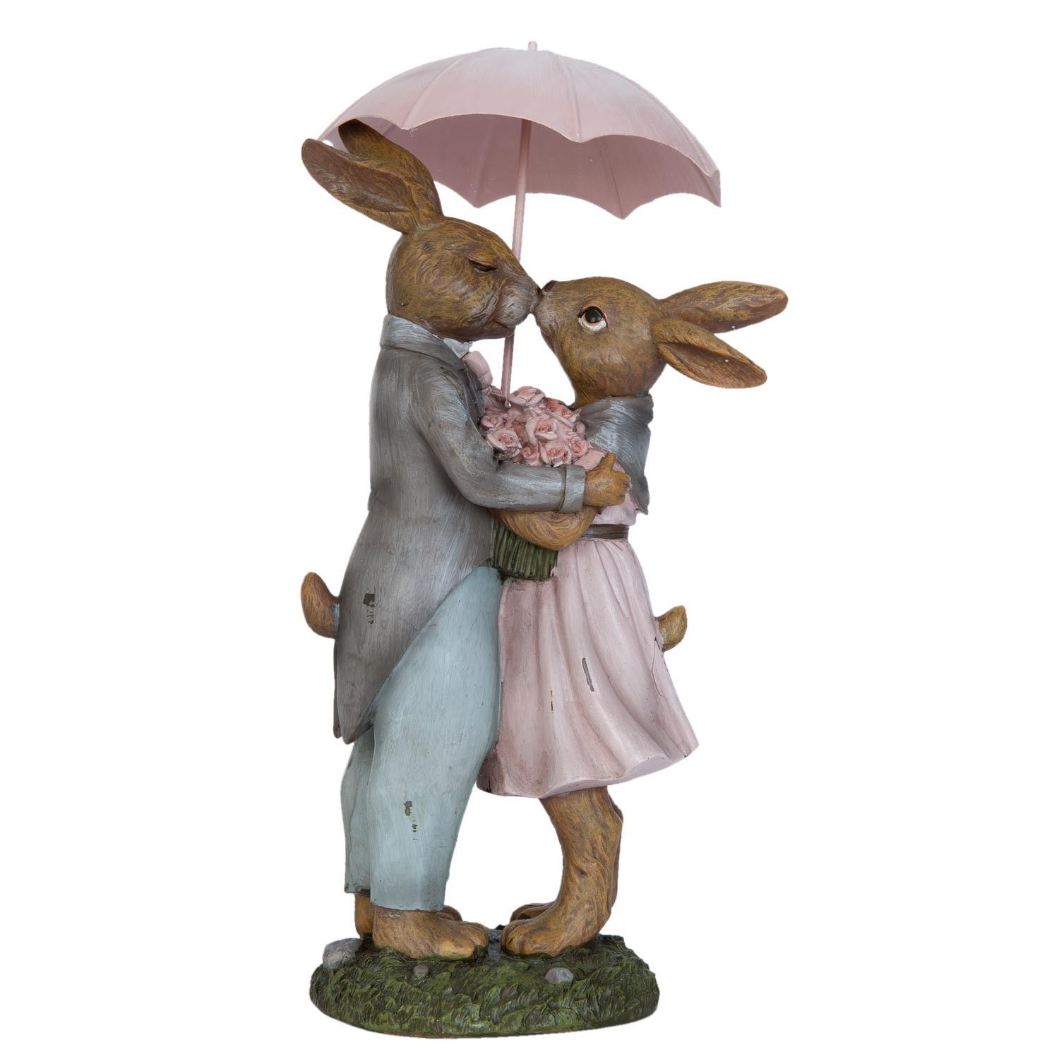 Dekorace králíci pod deštníkem - 17*15*34 cm Clayre & Eef - LaHome - vintage dekorace