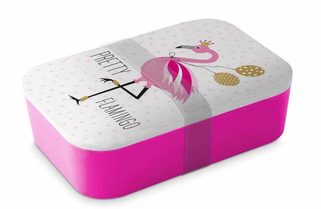 Bambusový svačinový box Pretty Flamingo - 20*13*6,5cm - LaHome - vintage dekorace