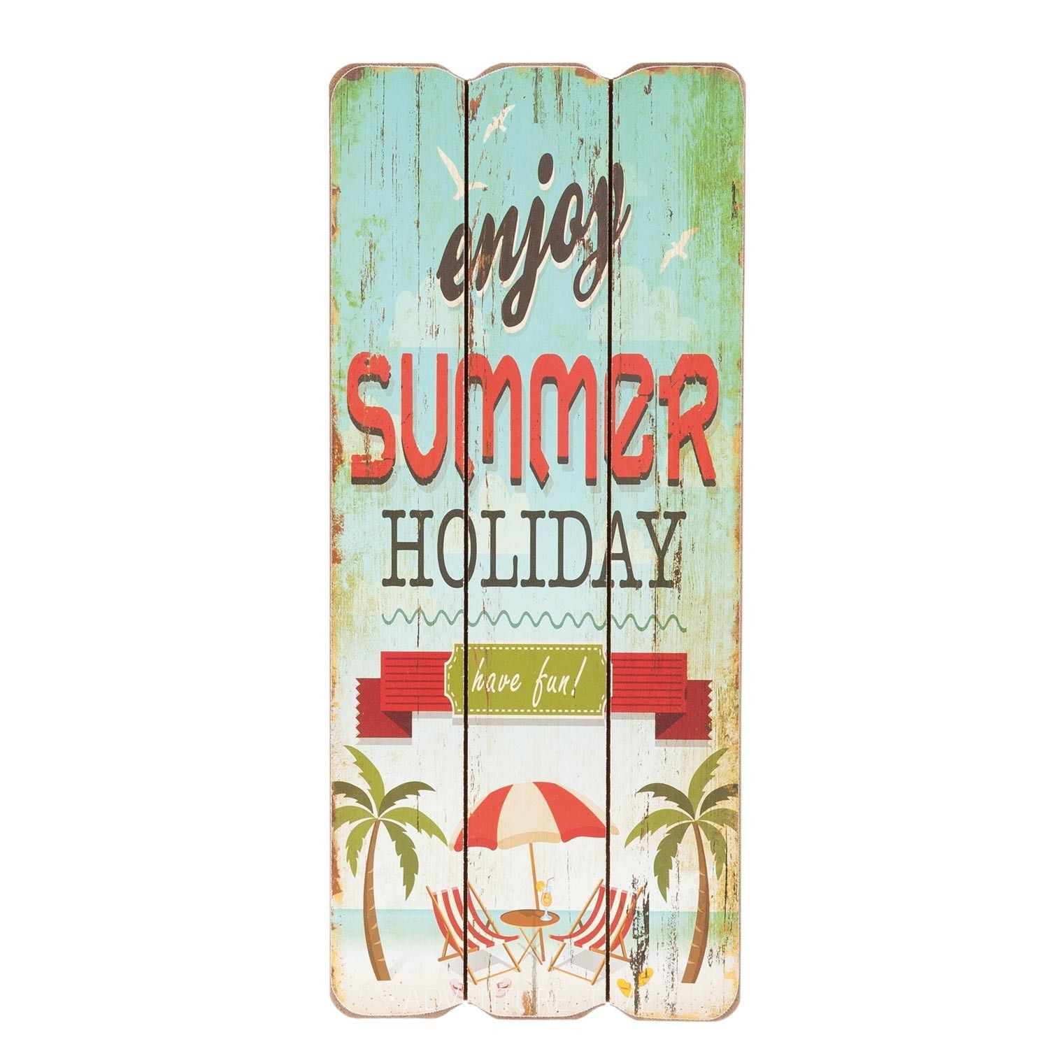 Nástěnná dřevěná cedule Summer Holiday - 15*1*34cm Clayre & Eef - LaHome - vintage dekorace