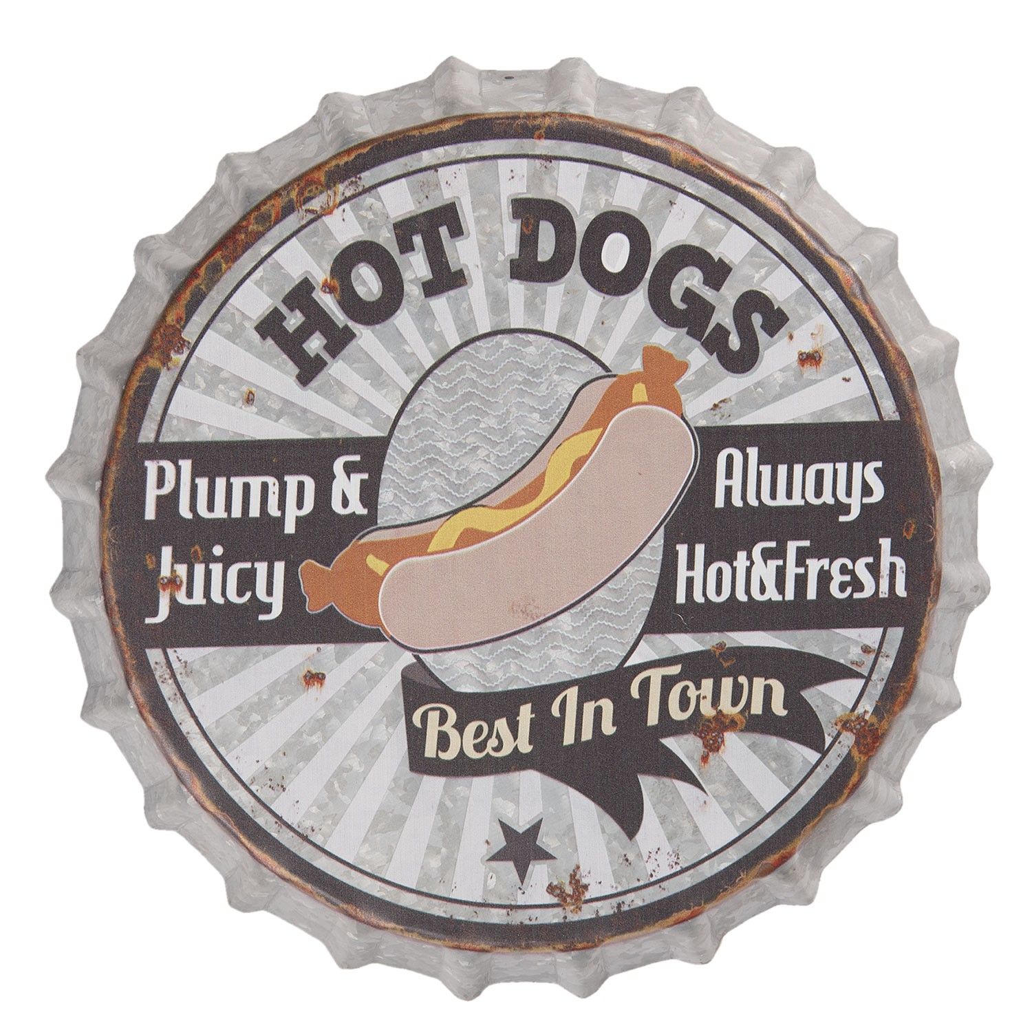Kovová kulatá cedule Hot Dogs - Ø33*5 cm Clayre & Eef - LaHome - vintage dekorace