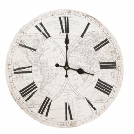 Bílé hodiny s římskými číslicemi World - 34*4 cm / 1xAA Clayre & Eef