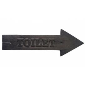 Litinová cedule nástěnná šipka Toilet - 29*10*1 cm