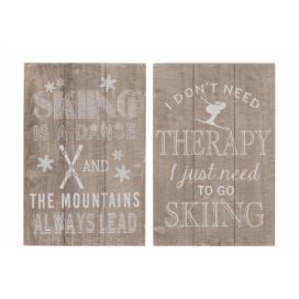 Dvě dřevěné cedule Skiing - 40*60cm