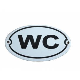 Bílá kovová cedule WC - 13,5*7,5 cm