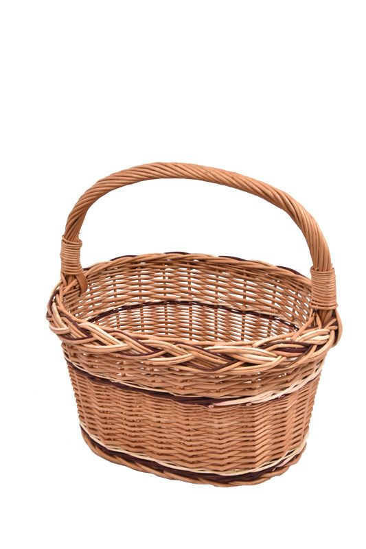 Vingo Proutěný košík na nákup s barevným propletením s podélnou ručkou Rozměry (cm): 43x32, v. 23, s uchem 42 - Vingo