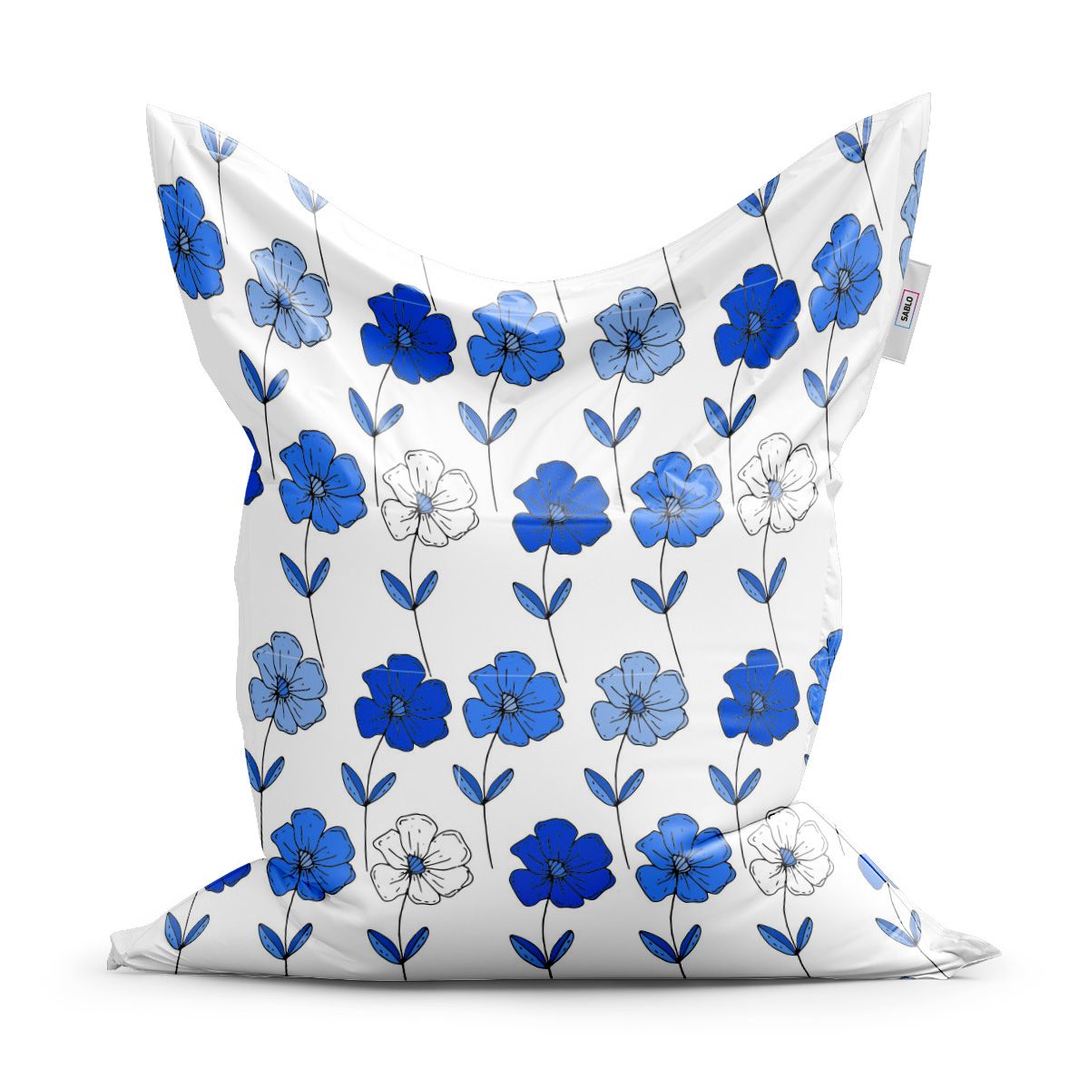 Sedací vak SABLIO - Modré květiny 150x100 cm - E-shop Sablo s.r.o.
