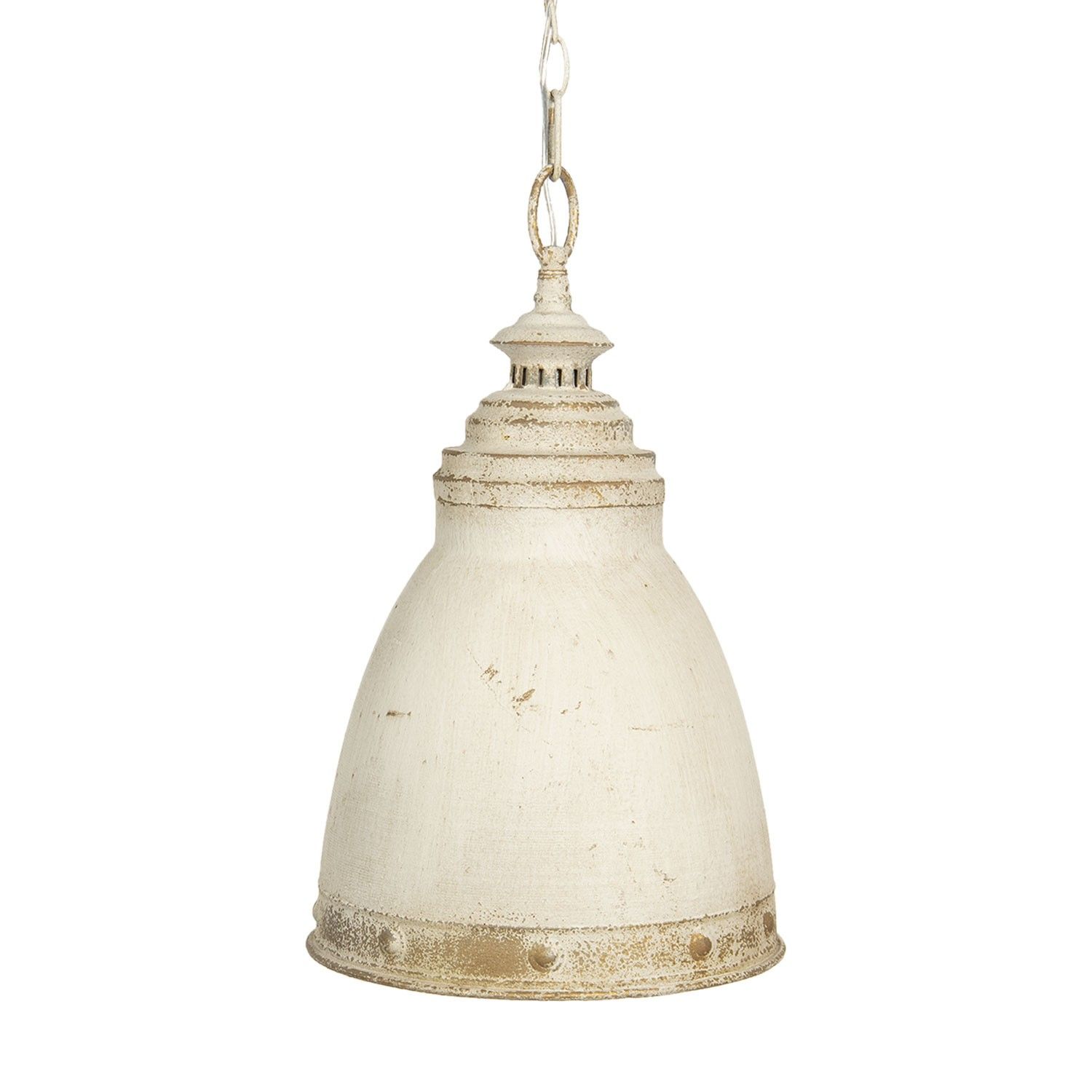 Bílé kovové závěsné světlo s patinou Enyo – Ø 28*45 cm E14/max 1*25W Clayre & Eef - LaHome - vintage dekorace