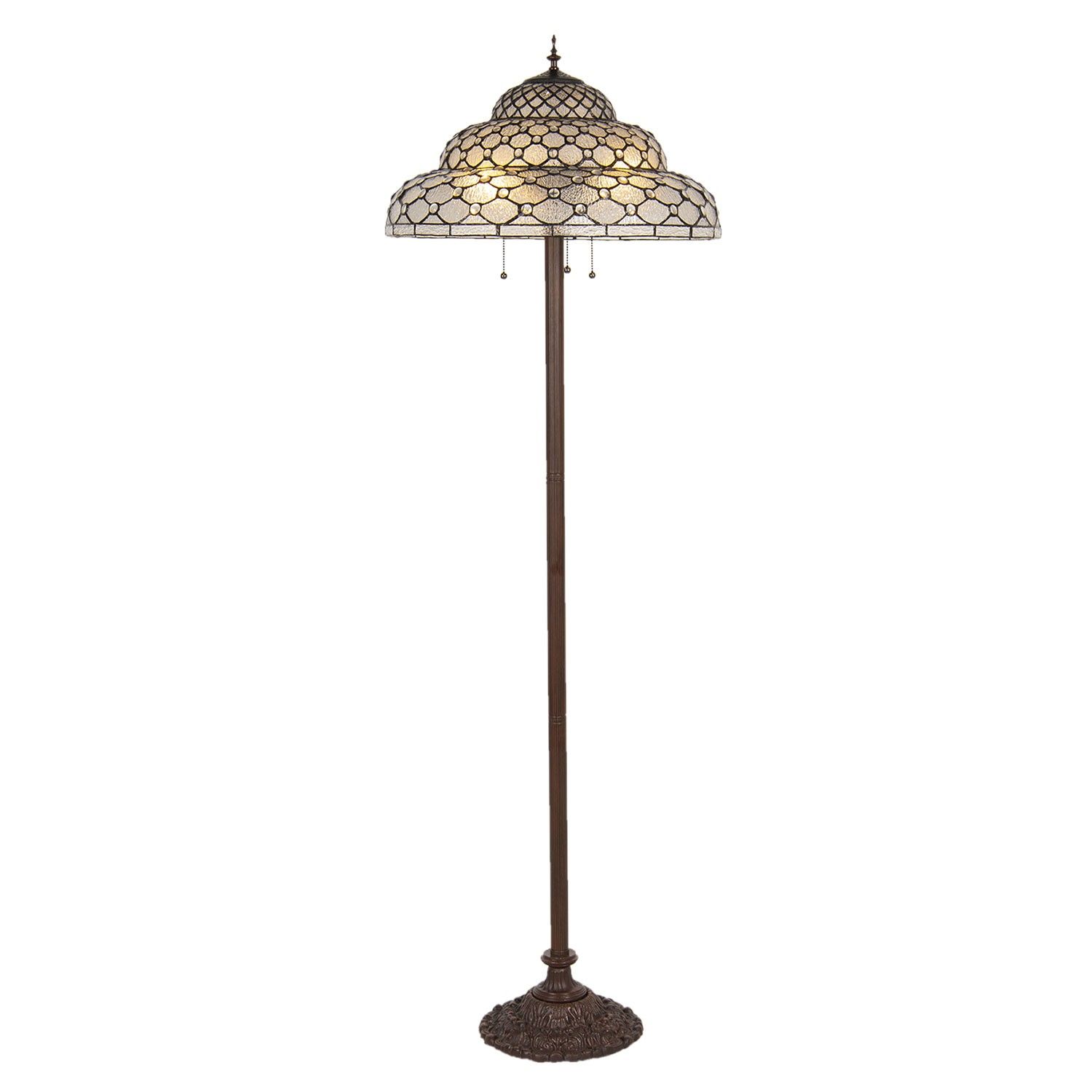 Tiffany stojací lampa Danette - Ø 52*166 cm E27/max 3*60W Clayre & Eef - LaHome - vintage dekorace