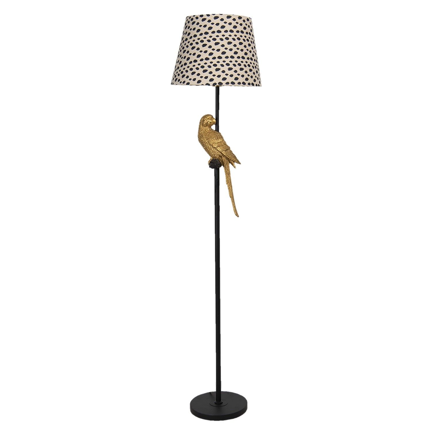 Stojací lampa se vzorovaným stínidlem a dekorací papouška – Ø 37*165 cm E27 Clayre & Eef - LaHome - vintage dekorace