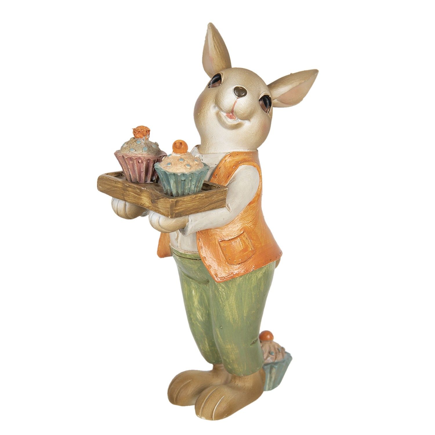 Velikonoční dekorace králíka s muffiny - 11*6*16 cm Clayre & Eef - LaHome - vintage dekorace