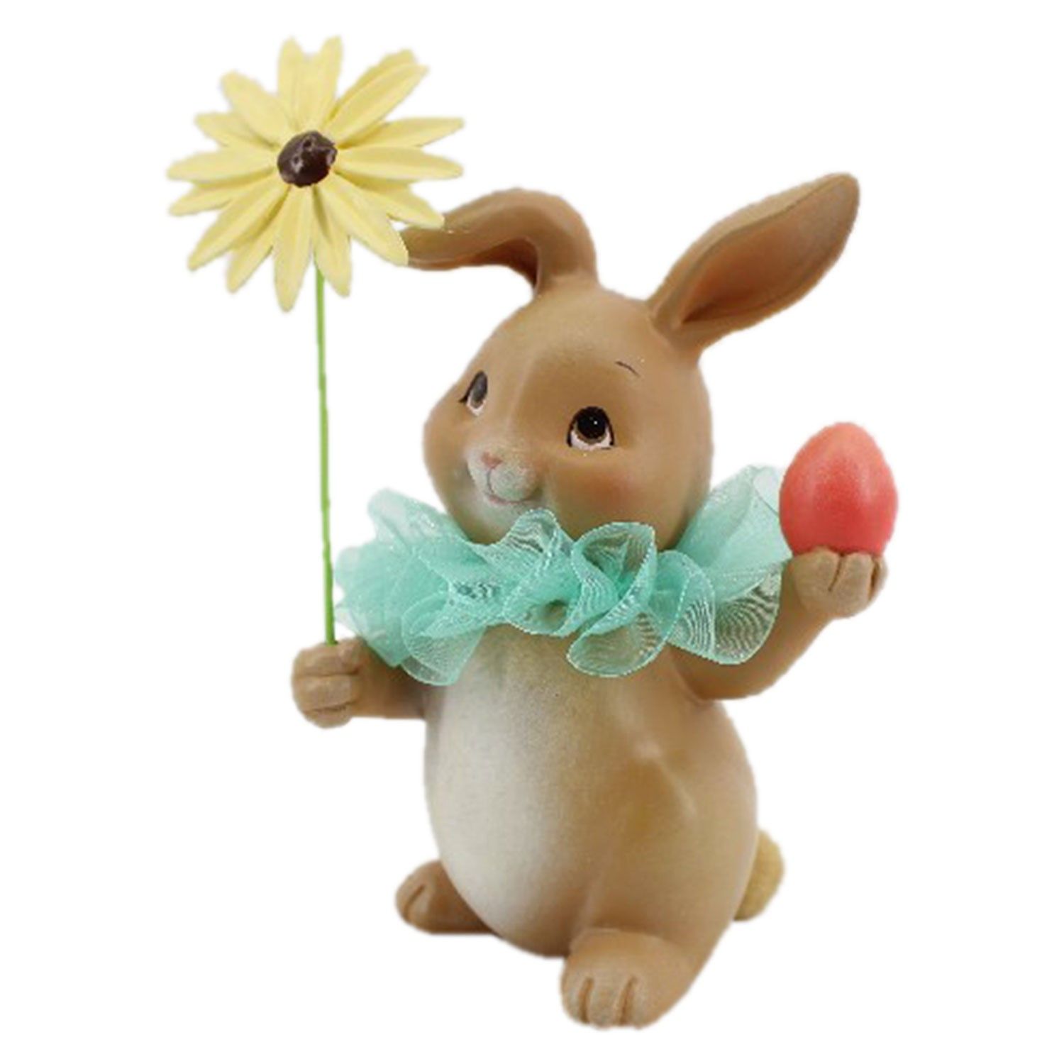 Velikonoční dekorace králíka s květinou a vajíčkem - 11*9*15 cm Clayre & Eef - LaHome - vintage dekorace