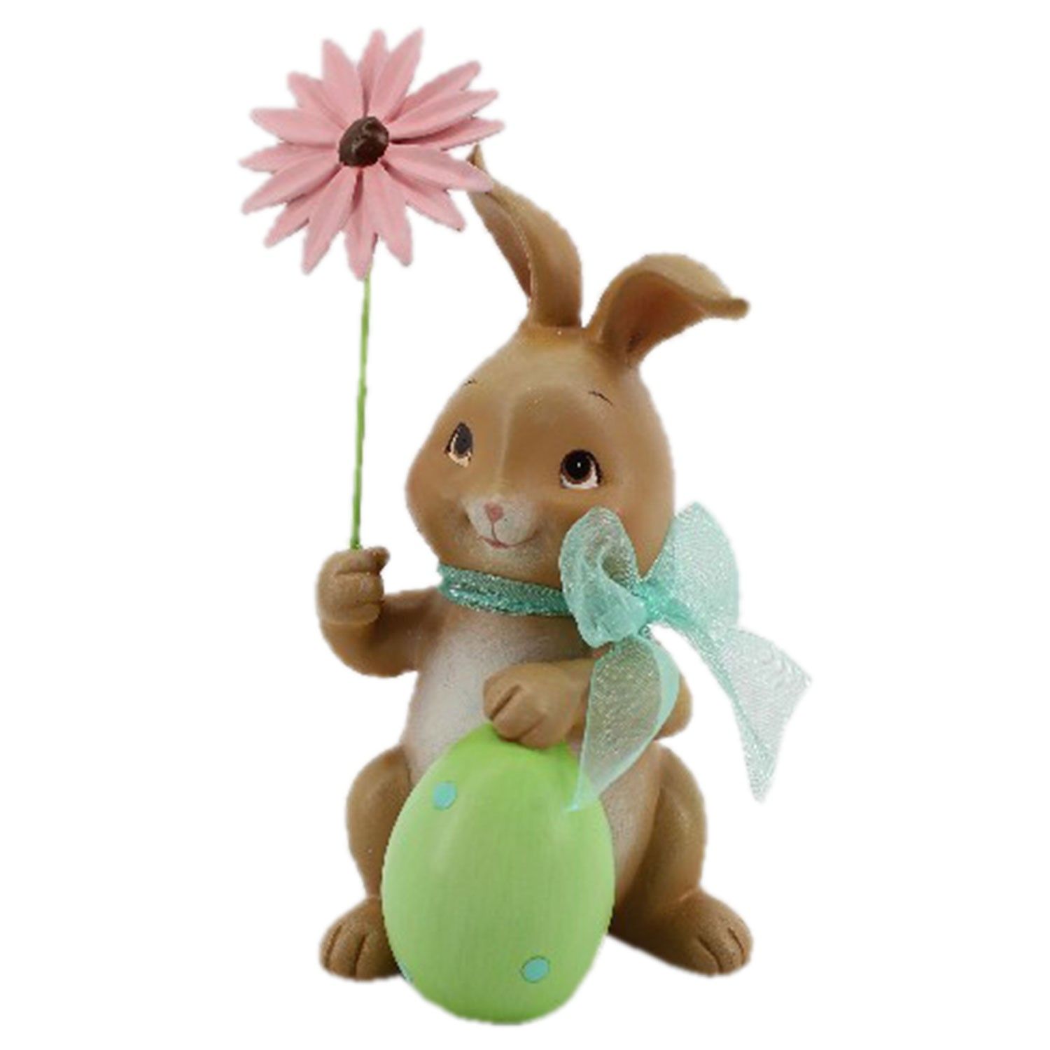 Velikonoční dekorace králíka s růžovou květinou - 9*9*17 cm Clayre & Eef - LaHome - vintage dekorace