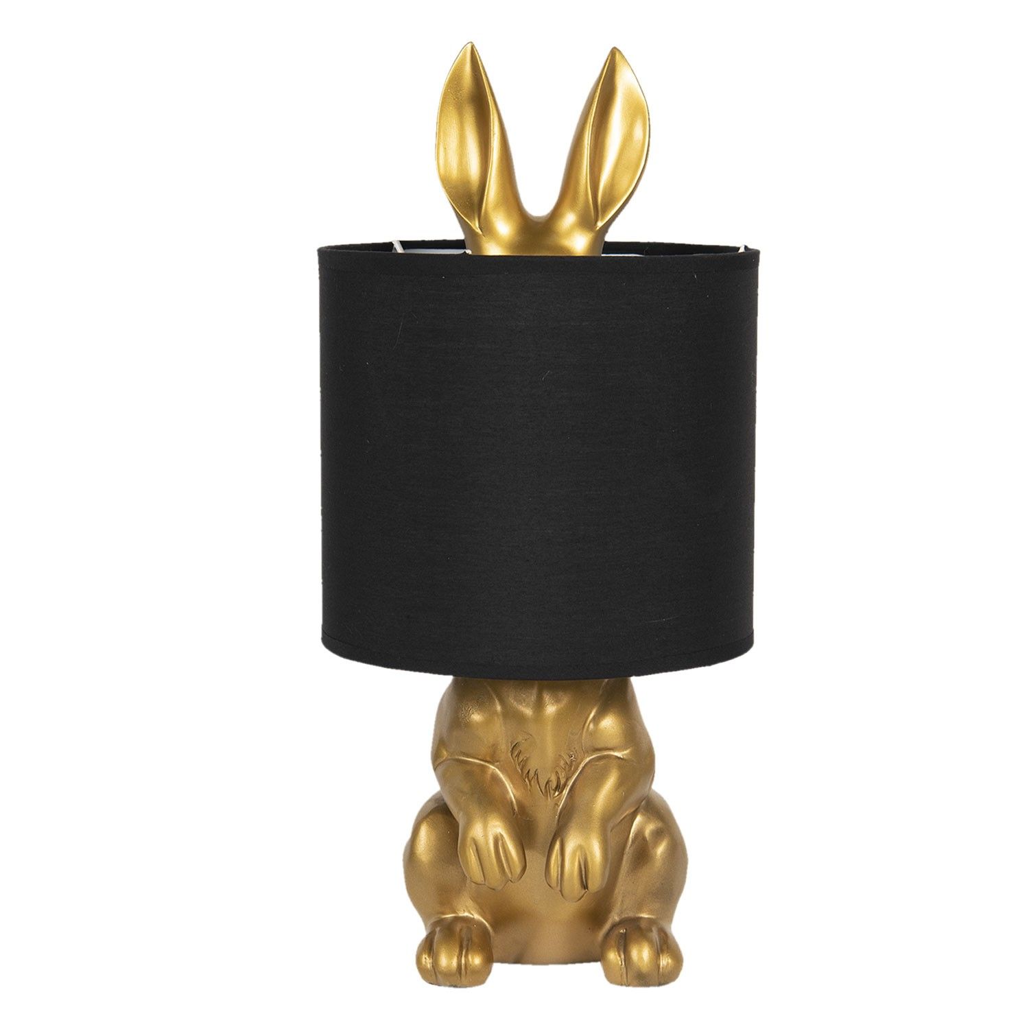 Stolní lampa v designu zlatého zajíce s textilním stínidlem – Ø 20*42 cm / E27 Clayre & Eef - LaHome - vintage dekorace