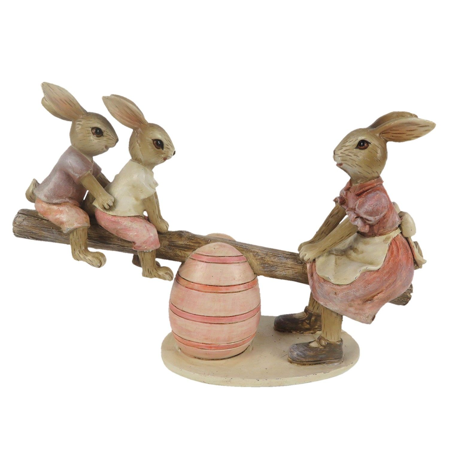 Velikonoční dekorace králíků na houpačce - 20*7*13 cm Clayre & Eef - LaHome - vintage dekorace