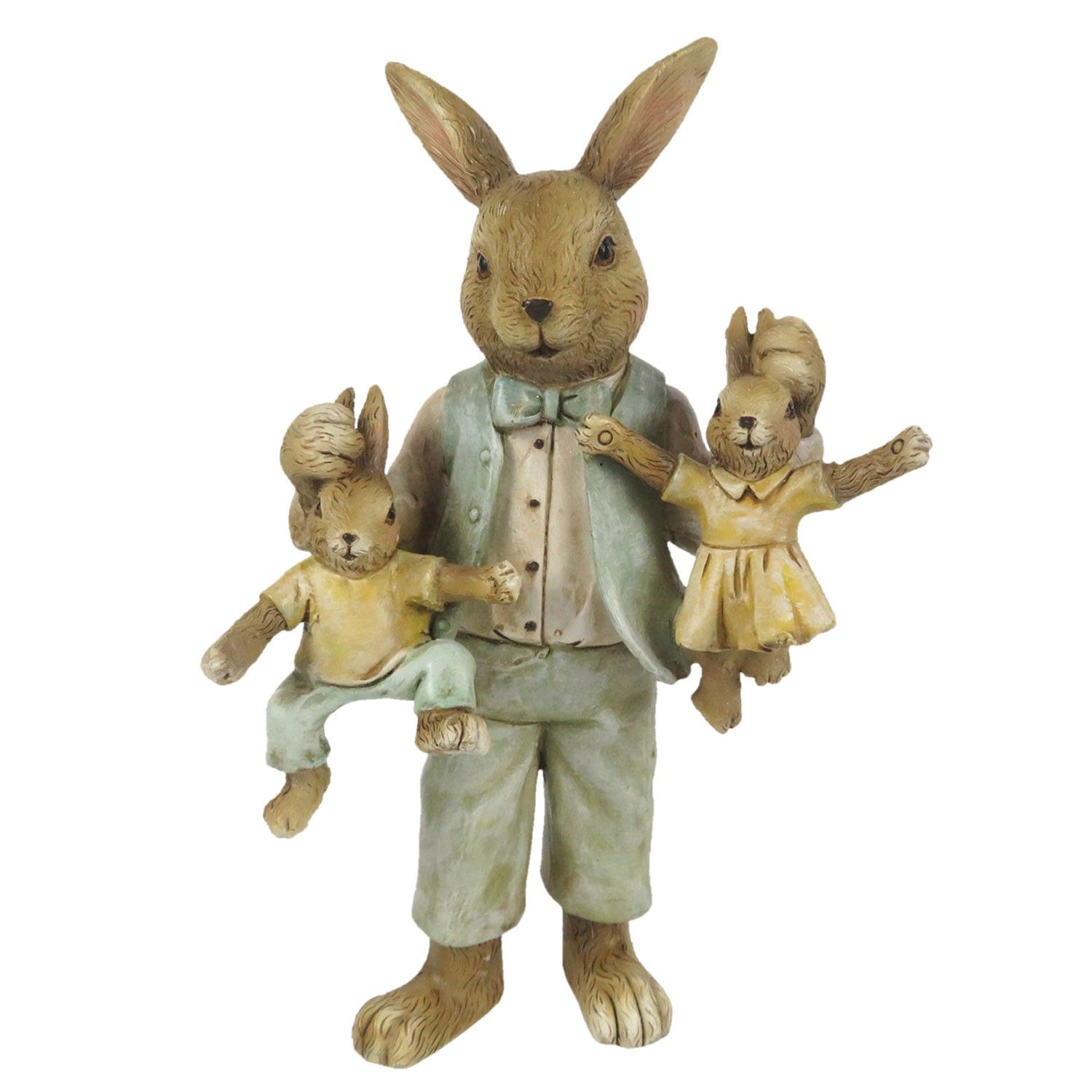 Velikonoční dekorace králičího tatínka s králíčky - 11*7*19 cm Clayre & Eef - LaHome - vintage dekorace