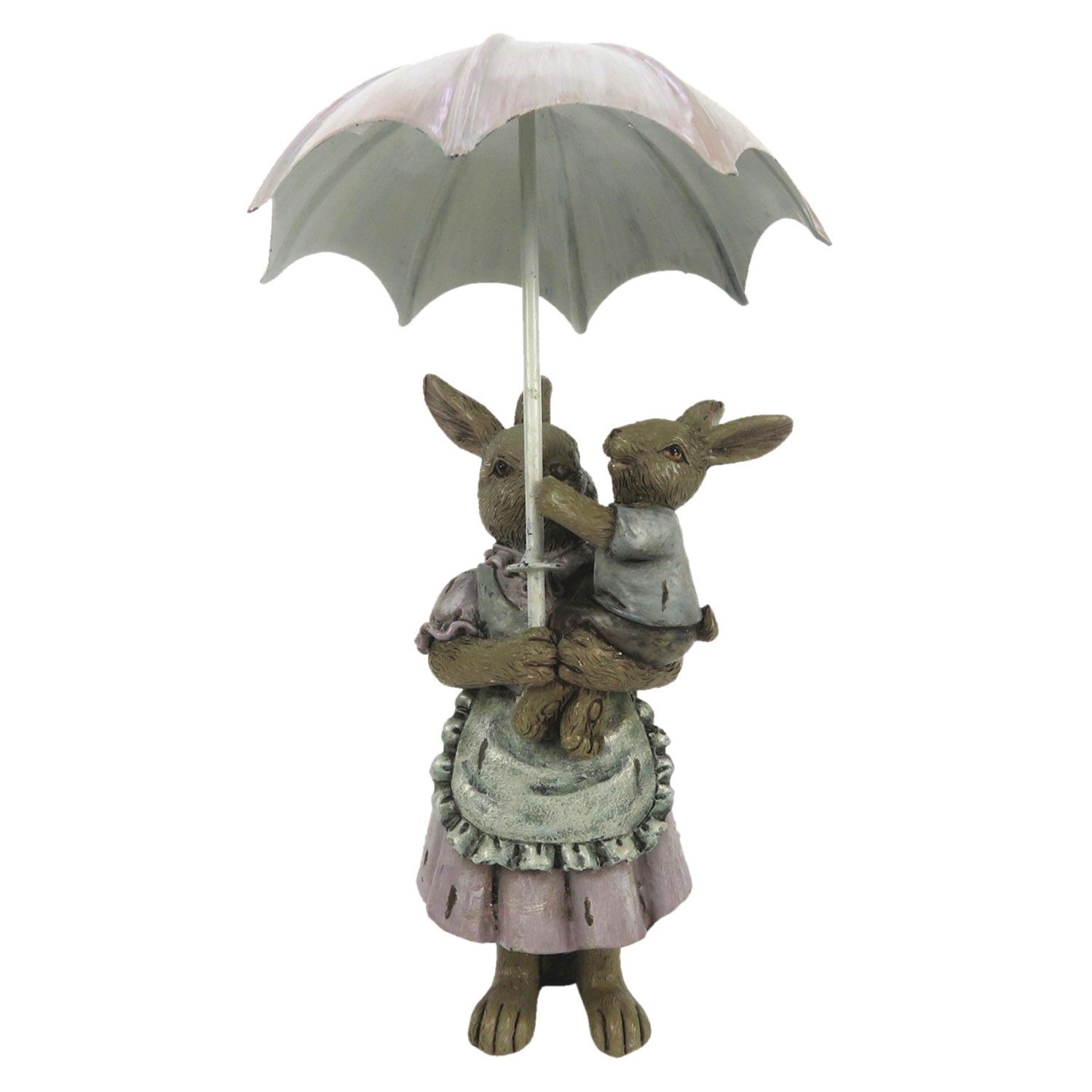 Velikonoční dekorace králíků pod deštníkem - 8*5*12 cm Clayre & Eef - LaHome - vintage dekorace