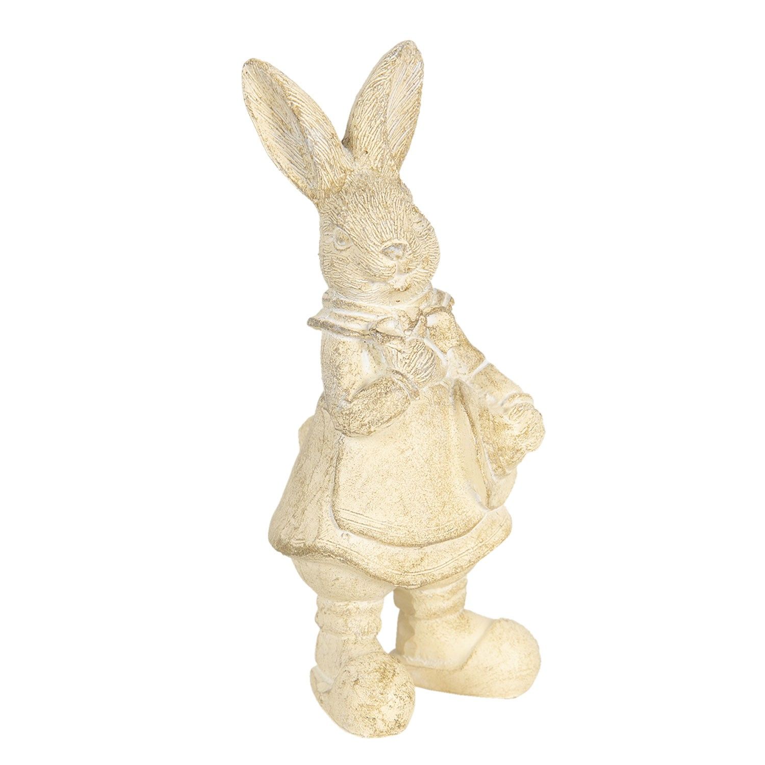 Krémová velikonoční dekorace králíka Métallique - 6*6*13 cm Clayre & Eef - LaHome - vintage dekorace