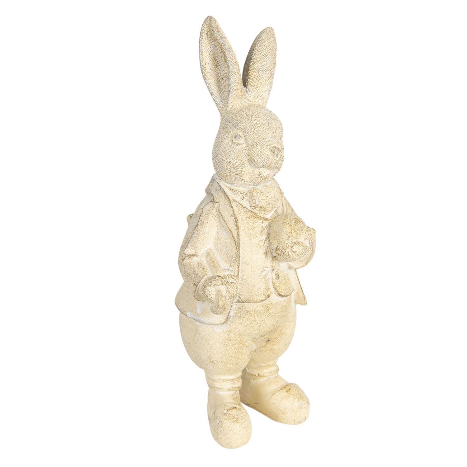 Velikonoční krémová-žlutá dekorace králíka Métallique - 12*11*22 cm Clayre & Eef - LaHome - vintage dekorace