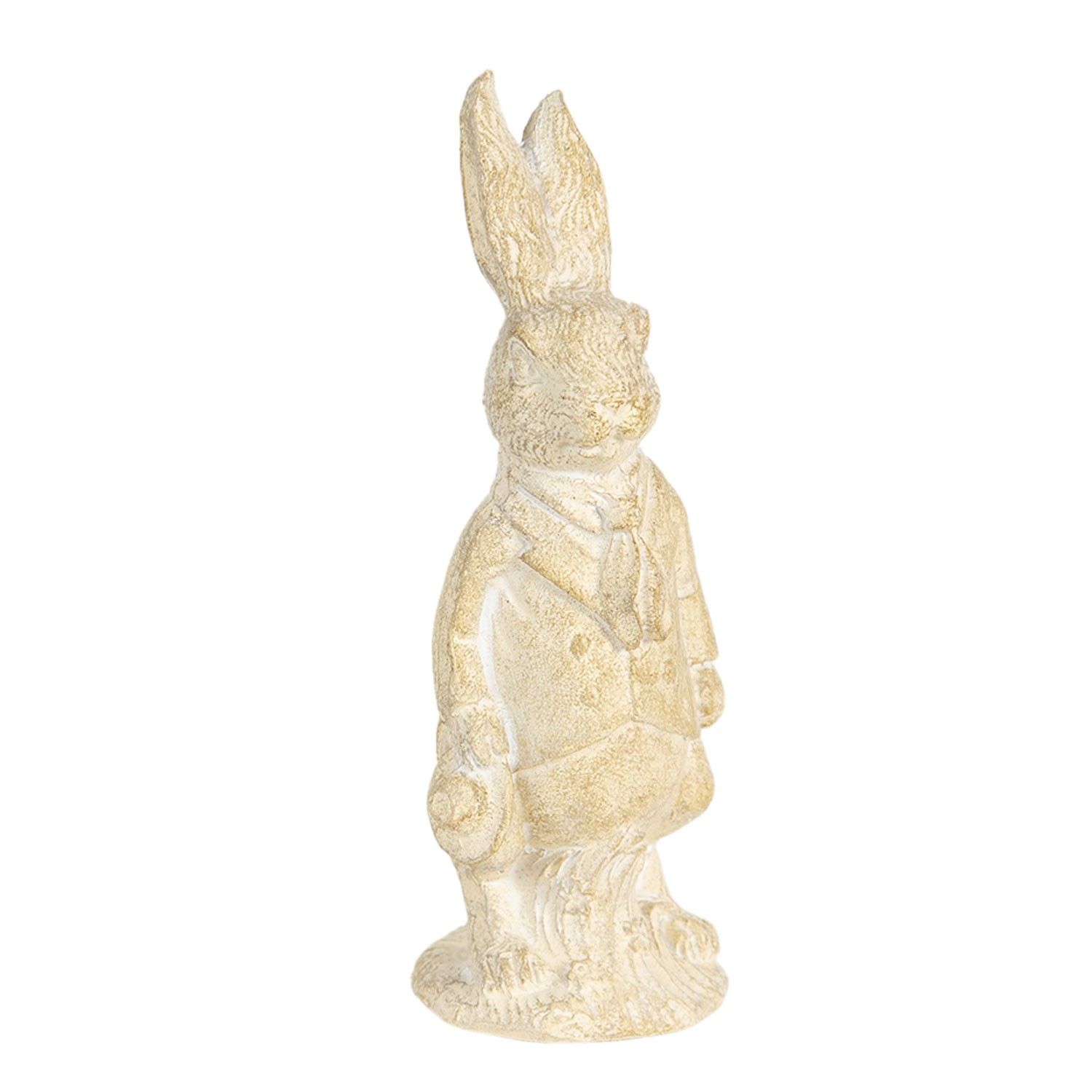 Velikonoční dekorace králíka v krémovo-žlutém provedení Métallique - 4*4*11 cm Clayre & Eef - LaHome - vintage dekorace
