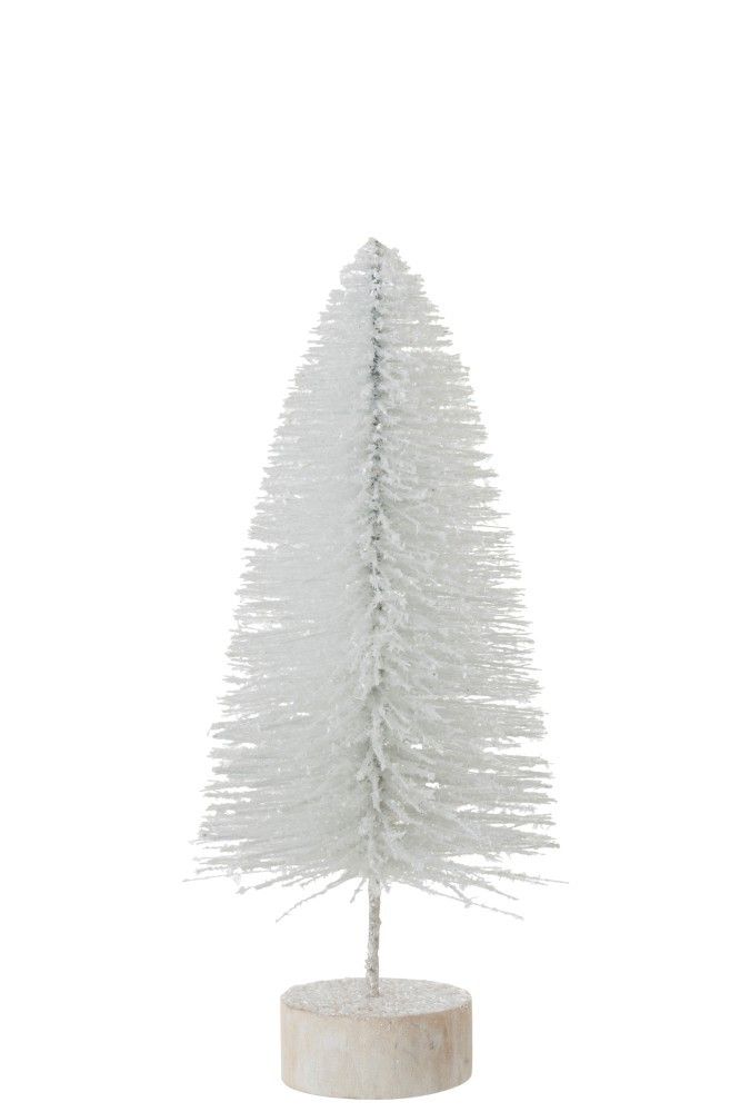 Bílý třpytivý vánoční stromeček - Ø16*38cm J-Line by Jolipa - LaHome - vintage dekorace