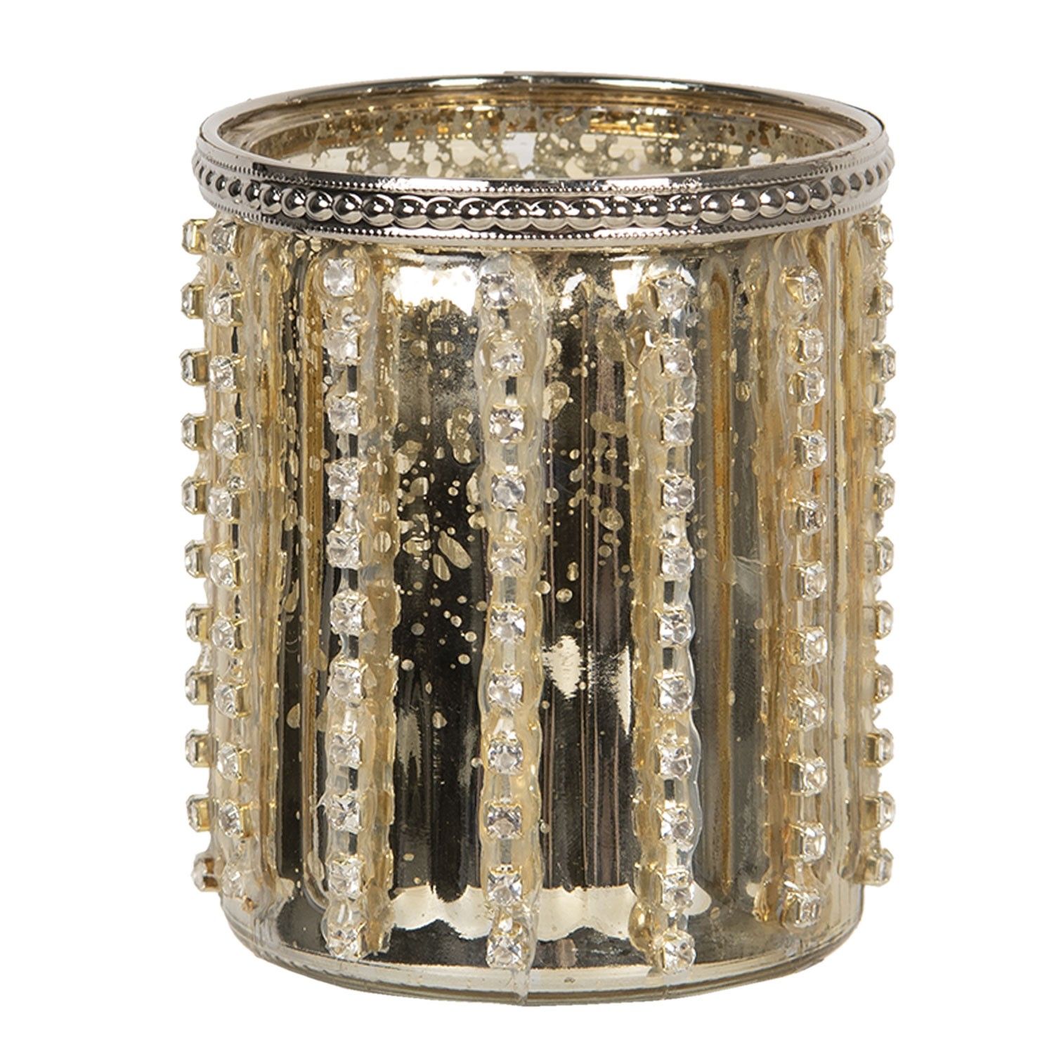 Zlatý skleněný svícen na čajovou svíčku Sinjon - Ø 8*9 cm Clayre & Eef - LaHome - vintage dekorace