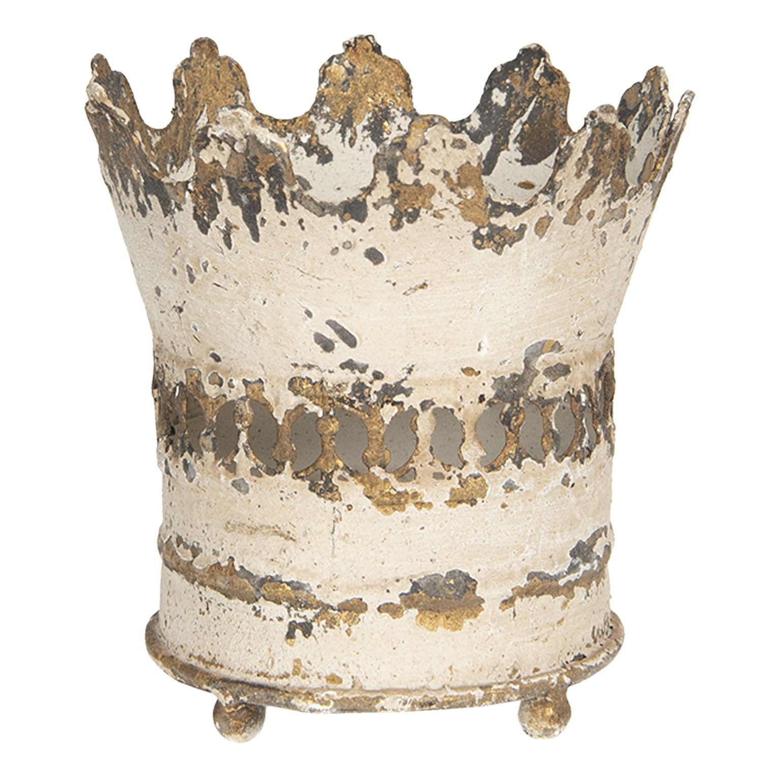 Kovový barevný  svícen na čajovou svíčku s patinou   Ø 14*15 cm Clayre & Eef - LaHome - vintage dekorace