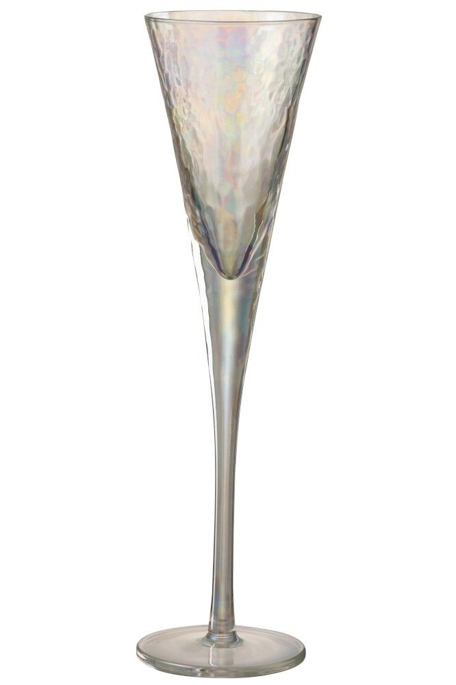 Duhová sklenička na šampaňské Oil transparent - Ø 7*28 cm J-Line by Jolipa - LaHome - vintage dekorace