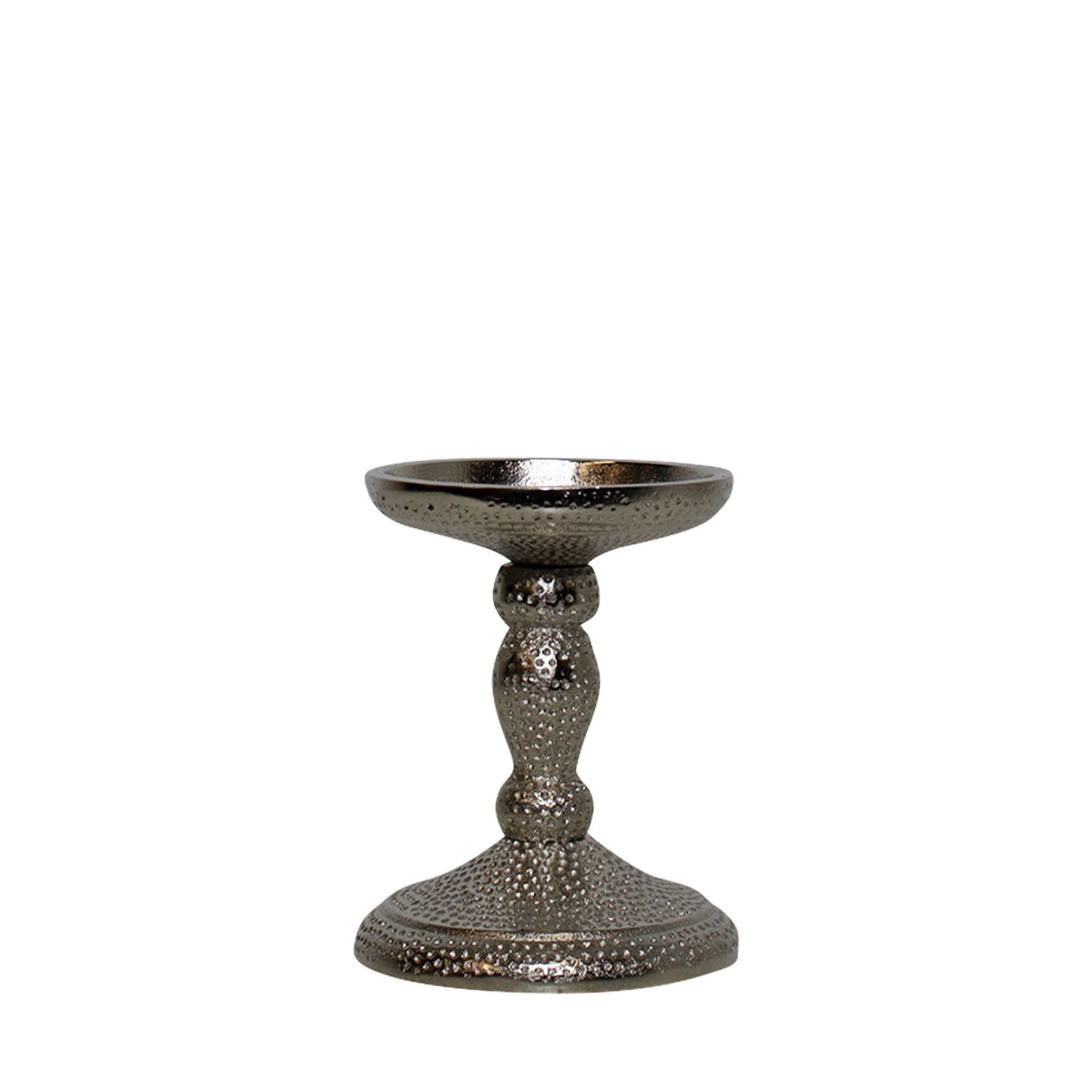 Stříbrný lesklý kovový svícen široký  - Ø 9*12cm Mars & More - LaHome - vintage dekorace
