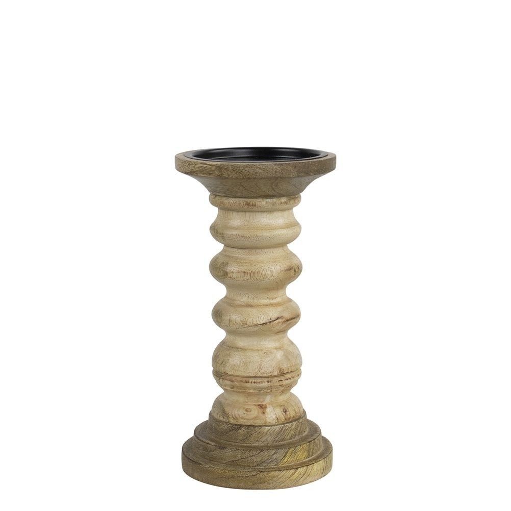 Dřevěný mangový svícen s vlněním dřeva - Ø 10*20cm Mars & More - LaHome - vintage dekorace