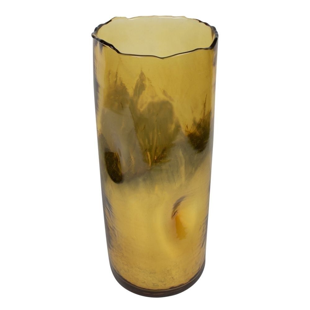 Zlatý skleněný svícen / váza s prohnutím - Ø16,5*40cm Mars & More - LaHome - vintage dekorace