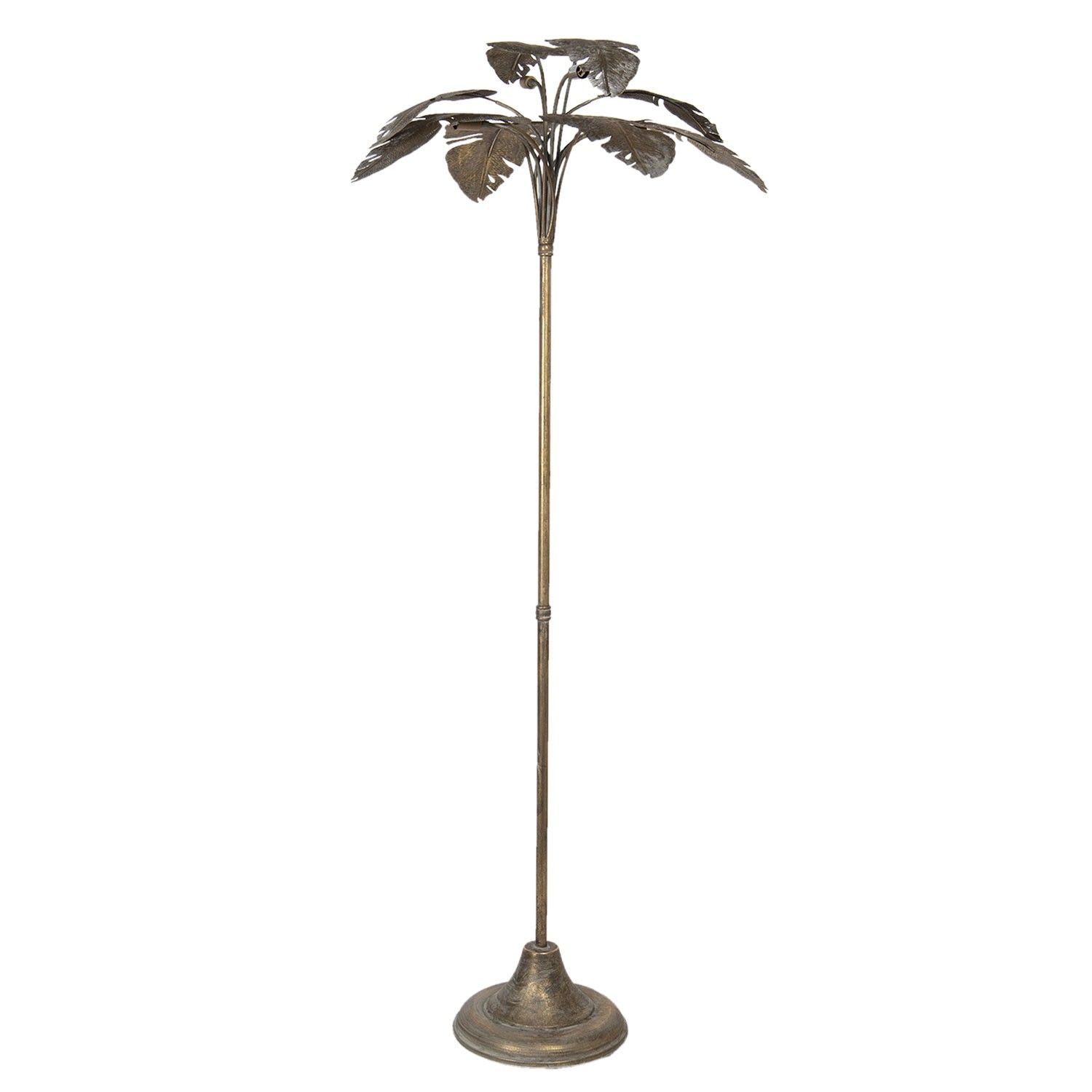 Bronzová antik kovová stojací lampa s dekorem listů - 64*64*165 cm/ 3*40W Clayre & Eef - LaHome - vintage dekorace